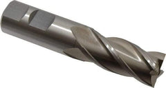 Interstate - 22mm, 1-7/8" LOC, 7/8" Shank Diam, 4-1/8" OAL, 4 Flute, High Speed Steel Square End Mill - Single End, Uncoated, Spiral Flute, Centercutting, Right Hand Cut, Right Hand Flute - Exact Tool & Supply