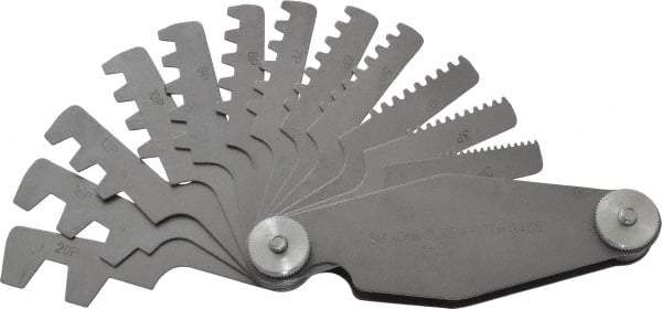 Value Collection - 12 Leaf, 2 to 20mm Pitch Range, Screw Pitch Gage - 30° Thread Angle - Exact Tool & Supply