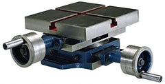 Value Collection - 7-7/8" Table Width x 7-7/8 Table Length, 4-29/32" Cross Travel x 12" Longitudinal Travel, Slide Machining Table - 6-7/8" Overall Height, Two 3/8" Longitudinal T Slots - Exact Tool & Supply