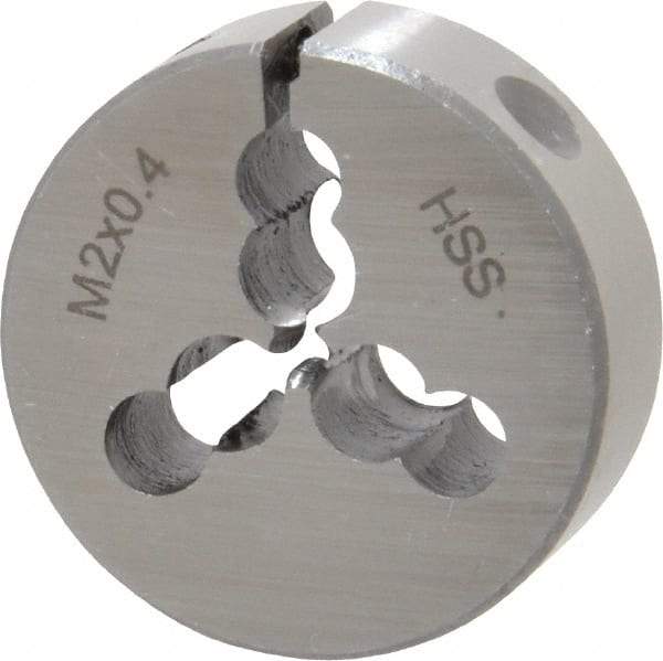 Interstate - M2x0.40 Metric Coarse Thread, 1" Outside Diam High Speed Steel Round Die - Right Hand Thread, Adjustable - Exact Tool & Supply