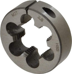 Interstate - M27x2.00 Metric Fine Thread, 2" Outside Diam High Speed Steel Round Die - Right Hand Thread, Adjustable - Exact Tool & Supply