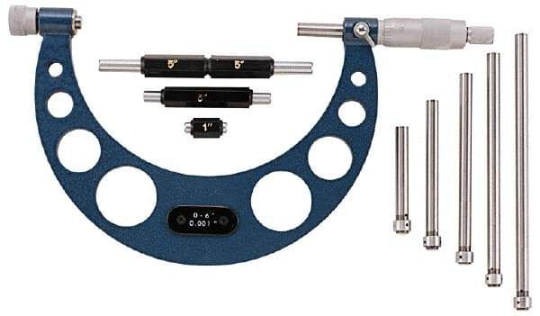 Value Collection - 12 to 16" Range, 0.001" Graduation, Mechanical Outside Micrometer - Ratchet Stop Thimble - Exact Tool & Supply