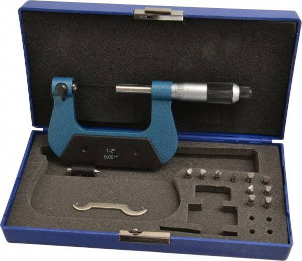 Value Collection - 1 to 2" Range, Mechanical Screw Thread Micrometer - Ratchet-Friction Thimble, 0.001" Graduation - Exact Tool & Supply