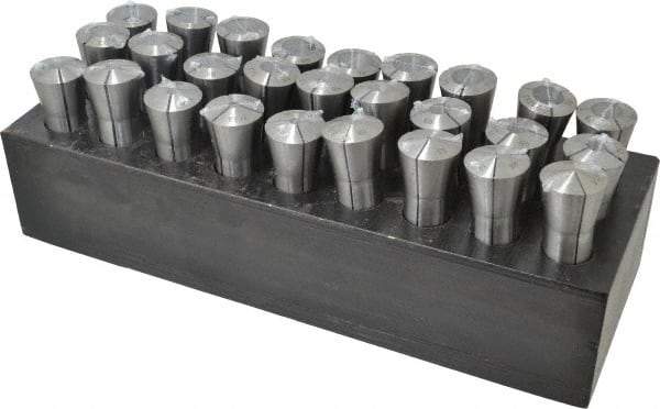 Value Collection - 27 Piece, 1/16" to 7/8" Capacity, R8 Collet Set - 0.0007" TIR - Exact Tool & Supply