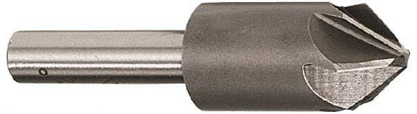 Interstate - 1-1/2" Head Diam, 3/4" Shank Diam, 6 Flute 90° Cobalt Countersink - Bright Finish, 3-1/2" OAL, Single End, Straight Shank, Right Hand Cut - Exact Tool & Supply