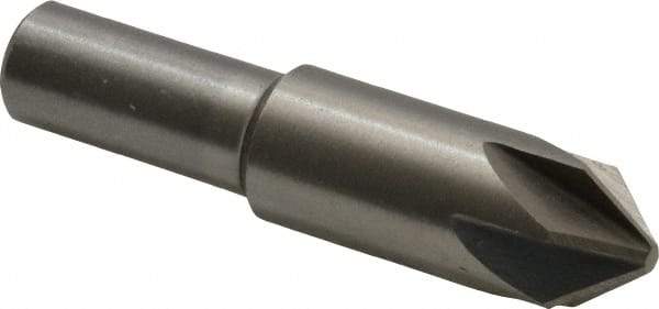 Interstate - 5/8" Head Diam, 1/2" Shank Diam, 6 Flute 82° Cobalt Countersink - Bright Finish, 2-3/4" OAL, Single End, Straight Shank, Right Hand Cut - Exact Tool & Supply