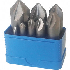Interstate - 8 Piece, 1/4 to 1" Head Diam, 90° Included Angle, Single End Countersink Set - Exact Tool & Supply