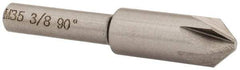Interstate - 3/8" Head Diam, 1/4" Shank Diam, 6 Flute 90° Cobalt Countersink - Bright Finish, 2" OAL, Single End, Straight Shank, Right Hand Cut - Exact Tool & Supply