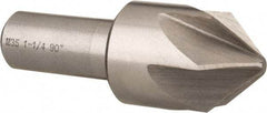Interstate - 1-1/4" Head Diam, 3/4" Shank Diam, 6 Flute 90° Cobalt Countersink - Bright Finish, 3-3/8" OAL, Single End, Straight Shank, Right Hand Cut - Exact Tool & Supply