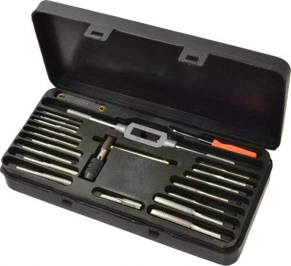 Interstate - 1/8-27 to M12x1.75 Tap, 1/8-27 to 1/8-27 Die, Metric Coarse, Metric Fine, NPT, Tap and Die Set - Bright Finish High Speed Steel, High Speed Steel Taps, Adjustable, 41 Piece Set with Plastic Case - Exact Tool & Supply