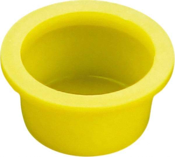 Caplugs - 0.44" ID, Round Head, Tapered Cap/Plug with Flange - 0.89" OD, 29/64" Long, Low-Density Polyethylene, Yellow - Exact Tool & Supply
