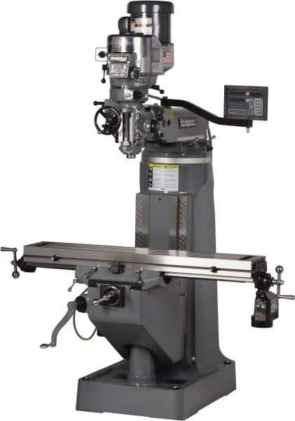 Bridgeport - 9" Table Width x 49" Table Length, Variable Speed Pulley Control, 3 Phase Knee Milling Machine - R8 Spindle Taper, 2 hp - Exact Tool & Supply