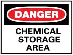 NMC - "Danger - Chemical Storage Area", 10" Long x 14" Wide, Fiberglass Safety Sign - Rectangle, 0.095" Thick, Use for Hazardous Materials - Exact Tool & Supply