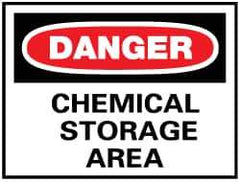 NMC - "Danger - Chemical Storage Area", 10" Long x 14" Wide, Fiberglass Safety Sign - Rectangle, 0.095" Thick, Use for Hazardous Materials - Exact Tool & Supply