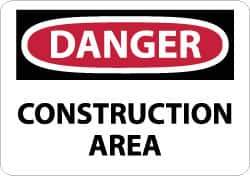 NMC - "Danger - Construction Area", 10" Long x 14" Wide, Aluminum Safety Sign - Rectangle, 0.04" Thick, Use for Security & Admittance - Exact Tool & Supply