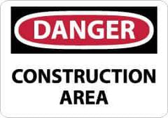 NMC - "Danger - Construction Area", 10" Long x 14" Wide, Aluminum Safety Sign - Rectangle, 0.04" Thick, Use for Security & Admittance - Exact Tool & Supply