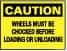 NMC - "Caution - Wheels Must Be Chocked Before Loading and Unloading", 10" Long x 14" Wide, Fiberglass Safety Sign - Rectangle, 0.095" Thick, Use for Accident Prevention - Exact Tool & Supply