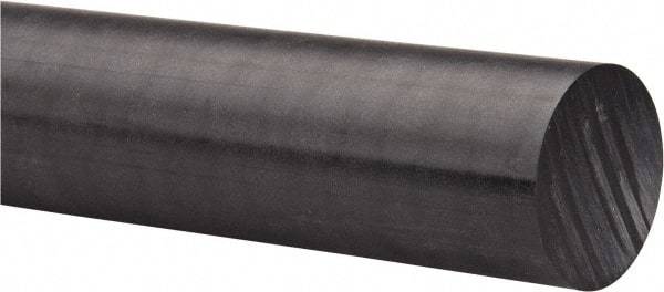 Made in USA - 4' Long, 2-1/4" Diam, Acetal Plastic Rod - Black - Exact Tool & Supply