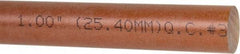 Made in USA - 4' Long, 1" Diam, Polyetherimide (PEI) Plastic Rod - Natural (Color) - Exact Tool & Supply