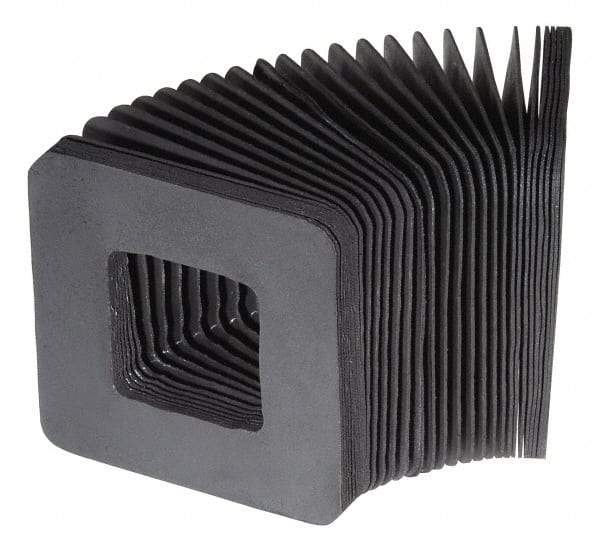 Made in USA - 0.02 Inch Thick, Polyester Square Flexible Bellows - 4 x 4 Inch Inside Square - Exact Tool & Supply