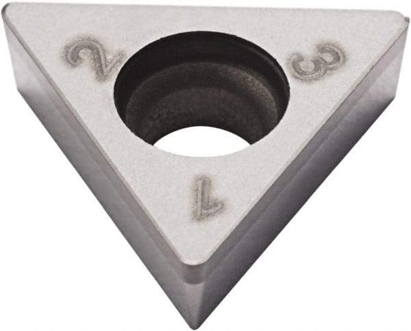 Seco - TCGW21.51 Grade CBN200 PCBN Turning Insert - Uncoated, 60° Triangle, 1/4" Inscr Circle, 3/32" Thick, 1/64" Corner Radius - Exact Tool & Supply