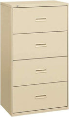 Basyx - 36" Wide x 53-1/4" High x 19-1/4" Deep, 4 Drawer Lateral File - Steel, Putty - Exact Tool & Supply