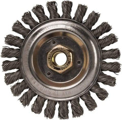 Weiler - 5" OD, 5/8" Arbor Hole, Stringer Bead Steel Wheel Brush - 1/2" Face Width, 7/8" Trim Length, 0.023" Filament Diam, 12,500 RPM - Exact Tool & Supply