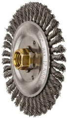 Weiler - 5" OD, 5/8" Arbor Hole, Stringer Bead Steel Wheel Brush - 3/16" Face Width, 7/8" Trim Length, 0.02" Filament Diam, 12,500 RPM - Exact Tool & Supply