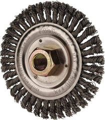 Weiler - 4-1/2" OD, 5/8" Arbor Hole, Stringer Bead Steel Wheel Brush - 3/16" Face Width, 13/16" Trim Length, 0.02" Filament Diam, 15,000 RPM - Exact Tool & Supply