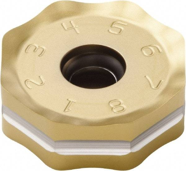 Seco - ONMU090520 ME13 Grade F40M Carbide Milling Insert - TiAlN/TiN Finish, 0.228" Thick, 0.866" Inscribed Circle - Exact Tool & Supply