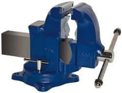 Gibraltar - 5" Jaw Width x 7-1/2" Jaw Opening Capacity, 6" Throat Depth, Bench & Pipe Combination Vise - 1/8 to 4-1/2" Pipe Capacity, Swivel Base, Bolt Down Attachment, Ductile Iron - Exact Tool & Supply