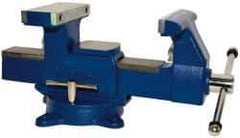 Gibraltar - 6-1/2" Jaw Width x 7" Jaw Opening Capacity, 4" Throat Depth, Bench & Pipe Combination Vise - 1/8 to 3-1/2" Pipe Capacity, Swivel Base, Bolt Down Attachment, Ductile Iron - Exact Tool & Supply