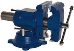 Gibraltar - 5" Jaw Width x 5" Jaw Opening Capacity, 4" Throat Depth, Bench & Pipe Combination Vise - 1/8 to 3-1/2" Pipe Capacity, Swivel Base, Bolt Down Attachment, Ductile Iron - Exact Tool & Supply