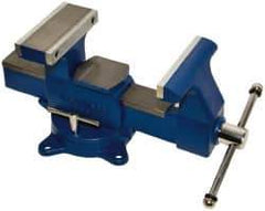 Gibraltar - 8" Jaw Width x 8-1/2" Jaw Opening Capacity, 4-3/4" Throat Depth, Bench & Pipe Combination Vise - 1/8 to 4-1/2" Pipe Capacity, Swivel Base, Bolt Down Attachment, Ductile Iron - Exact Tool & Supply