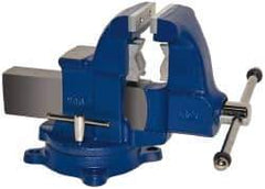 Gibraltar - 4-1/2" Jaw Width x 6" Jaw Opening Capacity, 5-1/2" Throat Depth, Bench & Pipe Combination Vise - 1/8 to 3-1/2" Pipe Capacity, Swivel Base, Bolt Down Attachment, Ductile Iron - Exact Tool & Supply