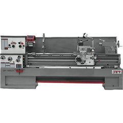 Jet - 18" Swing, 80" Between Centers, 230 Volt, Triple Phase Engine Lathe - 5MT Taper, 7-1/2 hp, 25 to 1,800 RPM, 3-1/8" Bore Diam - Exact Tool & Supply