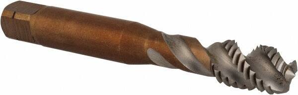 Emuge - M10x1.50 Metric 3 Flute 6H Bottoming Spiral Flute Tap - Cobalt, Bright Finish, 100mm OAL, Right Hand Flute, Right Hand Thread, Series Enorm - Exact Tool & Supply