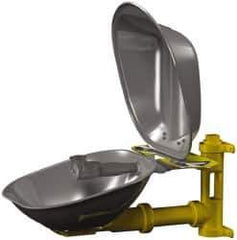 Bradley - Wall Mount, Stainless Steel Bowl, Eyewash Station - 1/2" Inlet, 30 psi Flow, 0.4 GPM Flow Rate - Exact Tool & Supply