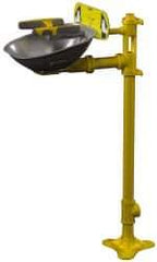 Bradley - Pedestal Mount, Stainless Steel Bowl, Eye & Face Wash Station - 1/2" Inlet, 30 psi Flow, 3 GPM Flow Rate - Exact Tool & Supply