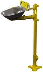 Bradley - Pedestal Mount, Stainless Steel Bowl, Eyewash Station - 1/2" Inlet, 30 psi Flow, 0.4 GPM Flow Rate - Exact Tool & Supply