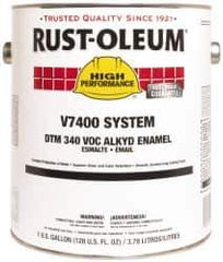 Rust-Oleum - 1 Gal Safety Red Gloss Finish Alkyd Enamel Paint - 230 to 425 Sq Ft per Gal, Interior/Exterior, Direct to Metal, <340 gL VOC Compliance - Exact Tool & Supply