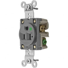 Hubbell Wiring Device-Kellems - 125V 20A NEMA 5-20R Hospital Grade Gray Straight Blade Single Receptacle - Exact Tool & Supply