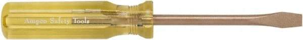 Ampco - 195mm OAL Standard Slotted Screwdriver - 100mm Blade Length, Round Shank, Acetate Handle - Exact Tool & Supply