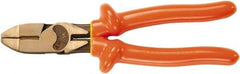 Ampco - 8-3/4" OAL, Insulated Side Cutting Linesman's Pliers - Smooth Jaw, 1000 Volt Insulated Handles - Exact Tool & Supply