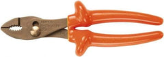 Ampco - 8-3/16" OAL, Insulated Adjustable Combination Pliers - Grooved Jaw, 1000 Volt Insulated Handles - Exact Tool & Supply