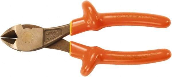 Ampco - 7-1/4" OAL, 10 AWG Capacity, Standard Diagonal Cutter - Diagonal Head, Aluminum Bronze Handle - Exact Tool & Supply