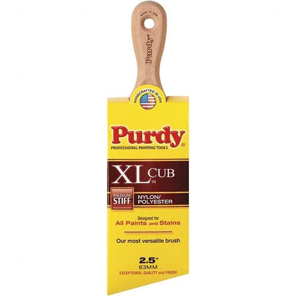 Purdy - 2-1/2" Angled Nylon/Polyester General Purpose Paint Brush - 2-15/16" Bristle Length, 3-4/5" Wood Short Handle - Exact Tool & Supply