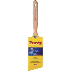 Purdy - 2-1/2" Angled Nylon/Polyester General Purpose Paint Brush - 3-3/16" Bristle Length, 7-1/4" Wood Fluted Handle - Exact Tool & Supply