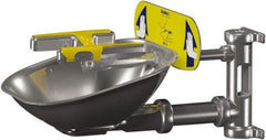 Bradley - 15" Wide x 13" High, Wall Mount, Stainless Steel Bowl, Eye & Face Wash Station - 1/2" Inlet, 30 psi Flow, 5.1 GPM Flow Rate - Exact Tool & Supply