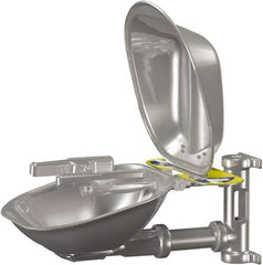 Bradley - 15" Wide x 13" High, Wall Mount, Stainless Steel Bowl, Eye & Face Wash Station - 1/2" Inlet, 30 psi Flow, 5.1 GPM Flow Rate - Exact Tool & Supply